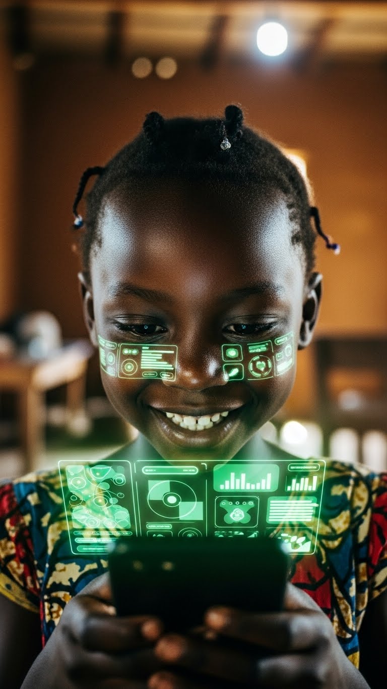 Young person engaging with digital interface